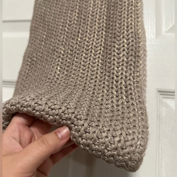 American Eagle Knit Cream Gold Sparkle Infinity Scarf OS - Picture 2 of 5